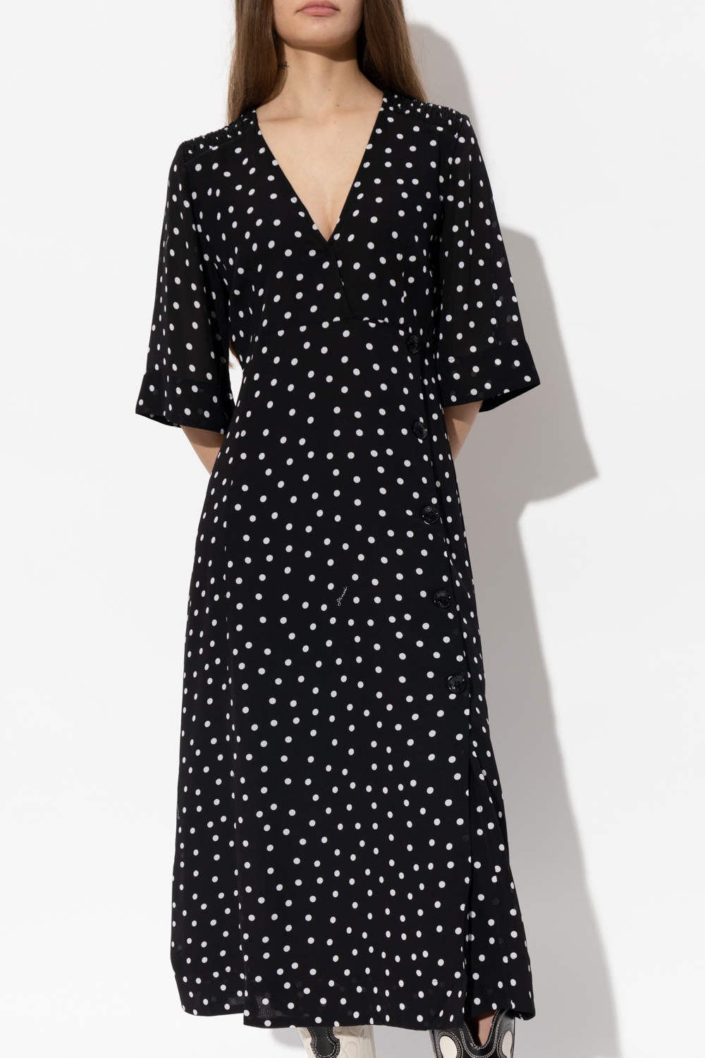 Black Polka dot dress Ganni SchaferandweinerShops Japan MSGM striped cotton shorts